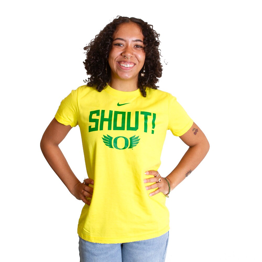 O Wings, Nike, Yellow, Crew Neck, Cotton, Women, Shout, T-Shirt, 795240